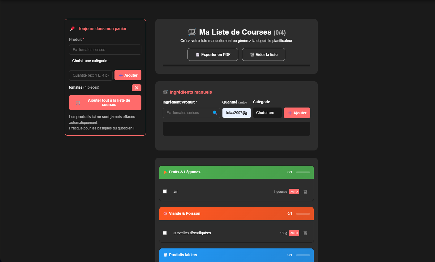 Liste de courses auto